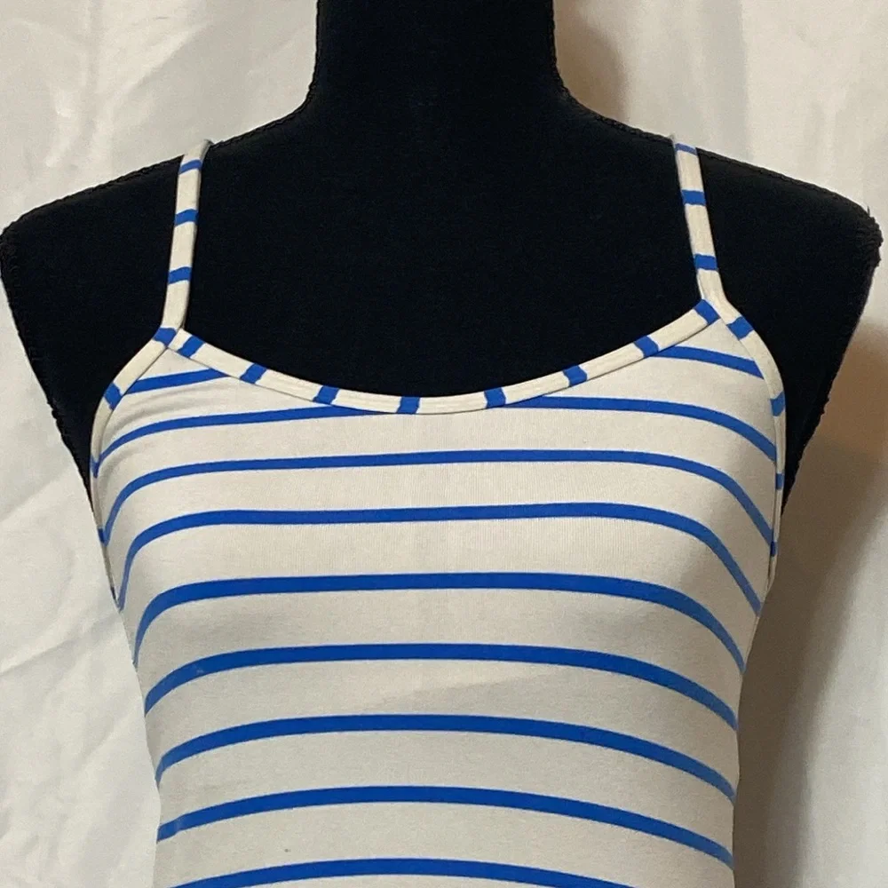 Lululemon White Blue Striped Yoga Athletic Tank Top 4 - Picture 2 of 13